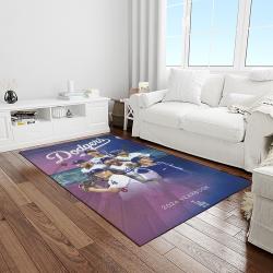 mlb los angeles dodgers baseball team logo sport carpet rectangle area rug for living room home room decor light room ladg4