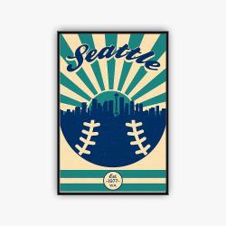mlb seattle mariners baseball team logo sport canvas home decor stmr1002