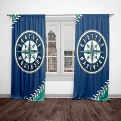 mlb seattle mariners baseball team logo sport window curtain home decor stmr1