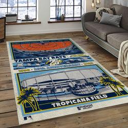 MLB Tampa Bay Rays Baseball Team Logo Sport Carpet Rectangle Area Rug For Living Room Home Room Decor TABR11