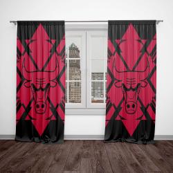 nba chicago bulls basketball team logo sport window curtain home decor ccbs2