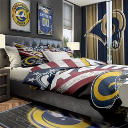 NFL Los Angeles Rams Football Team Bedroom Set Duvet Cover Area Rug Canvas Print LARM1