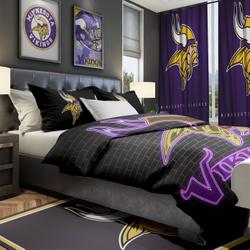 NFL Minnesota Vikings Football Team Bedroom Set Duvet Cover Area Rug Canvas Print MNVK1