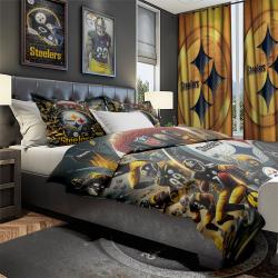 NFL Pittsburgh Steelers Football Team Bedroom Set Duvet Cover Area Rug Canvas Print PBS2