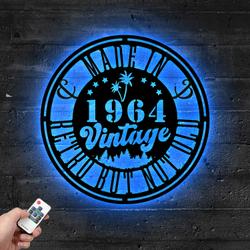 60th birthday vintage metal sign with led light 1964 retro party wall decor 518 6