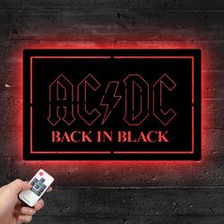 acdc back in black metal led sign man cave home bar wall art decor 2079 1