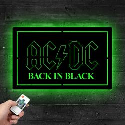 acdc back in black metal led sign man cave home bar wall art decor 2079 2