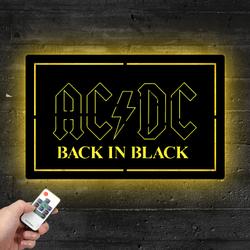 acdc back in black metal led sign man cave home bar wall art decor 2079 4