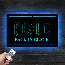 acdc back in black metal led sign man cave home bar wall art decor 2079 5