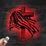 american flag cross metal sign with led light christian home decor 596 0
