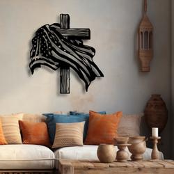 american flag cross metal sign with led light christian home decor 596 5