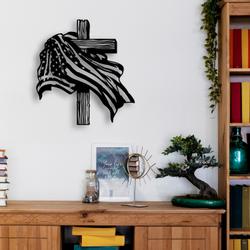 american flag cross metal sign with led light christian home decor 596 7