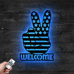 american flag veterans independence day v hand metal sign with led light celebrate holiday decor 593 2