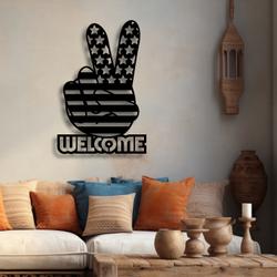 american flag veterans independence day v hand metal sign with led light celebrate holiday decor 593 5