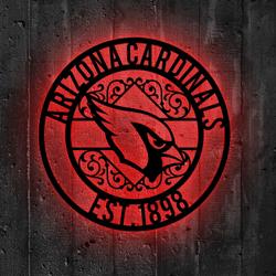 arizona cardinals metal sign led light nfl monogram wall art decor 56 3