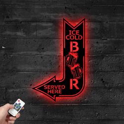 Arrow Ice Cold Beer Metal Sign with LED Light Served Here Decor