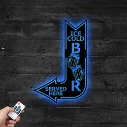 arrow ice cold beer metal sign with led light served here decor 592 2