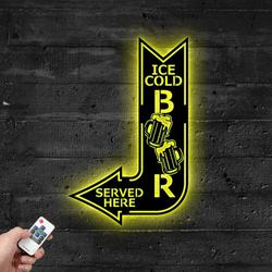 arrow ice cold beer metal sign with led light served here decor 592 3