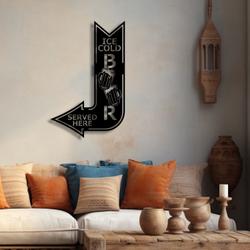 arrow ice cold beer metal sign with led light served here decor 592 6
