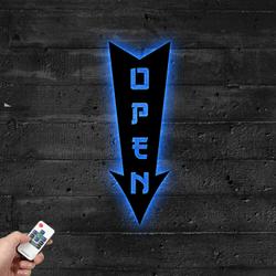 arrow open metal sign with led light welcome board shop decor 591 2