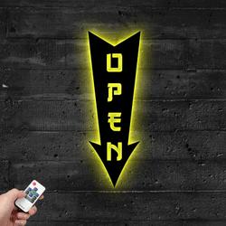 arrow open metal sign with led light welcome board shop decor 591 3