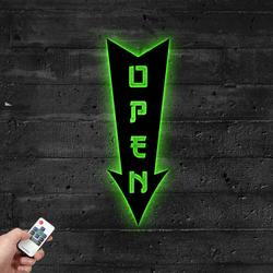 arrow open metal sign with led light welcome board shop decor 591 4
