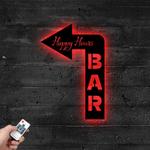 arrow welcome to the bar metal sign with led light happy hours decor 595 0