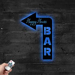 arrow welcome to the bar metal sign with led light happy hours decor 595 2