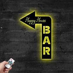 arrow welcome to the bar metal sign with led light happy hours decor 595 3