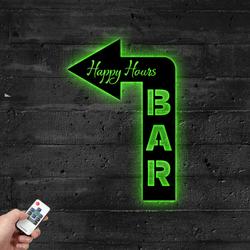 arrow welcome to the bar metal sign with led light happy hours decor 595 4