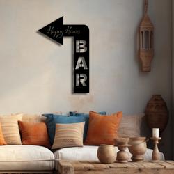 arrow welcome to the bar metal sign with led light happy hours decor 595 6