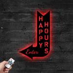 arrows pointing to the bar metal sign with led light happy hours wall decor 588 0