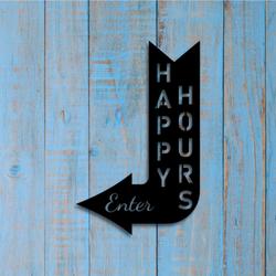 arrows pointing to the bar metal sign with led light happy hours wall decor 588 1