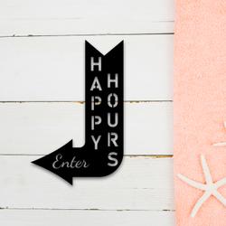 arrows pointing to the bar metal sign with led light happy hours wall decor 588 5