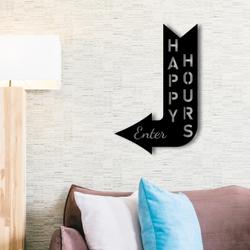 arrows pointing to the bar metal sign with led light happy hours wall decor 588 7