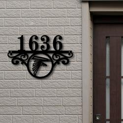 Atlanta Falcons Metal Monogram Address NFL Fan House Number Sign