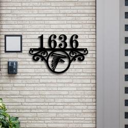 atlanta falcons metal monogram address nfl fan house number sign 879 4