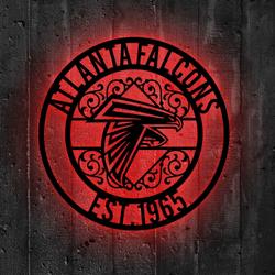 Atlanta Falcons Metal Sign LED Light NFL Monogram Wall Art Decor