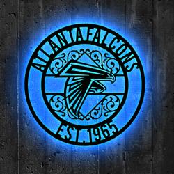 atlanta falcons metal sign led light nfl monogram wall art decor 65 2