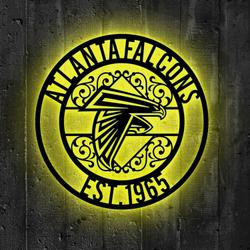 atlanta falcons metal sign led light nfl monogram wall art decor 65 3