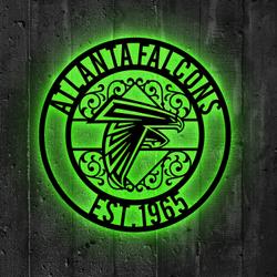 atlanta falcons metal sign led light nfl monogram wall art decor 65 4