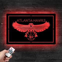 Atlanta Hawks Metal LED Sign Man Cave Home Bar Wall Art Decor
