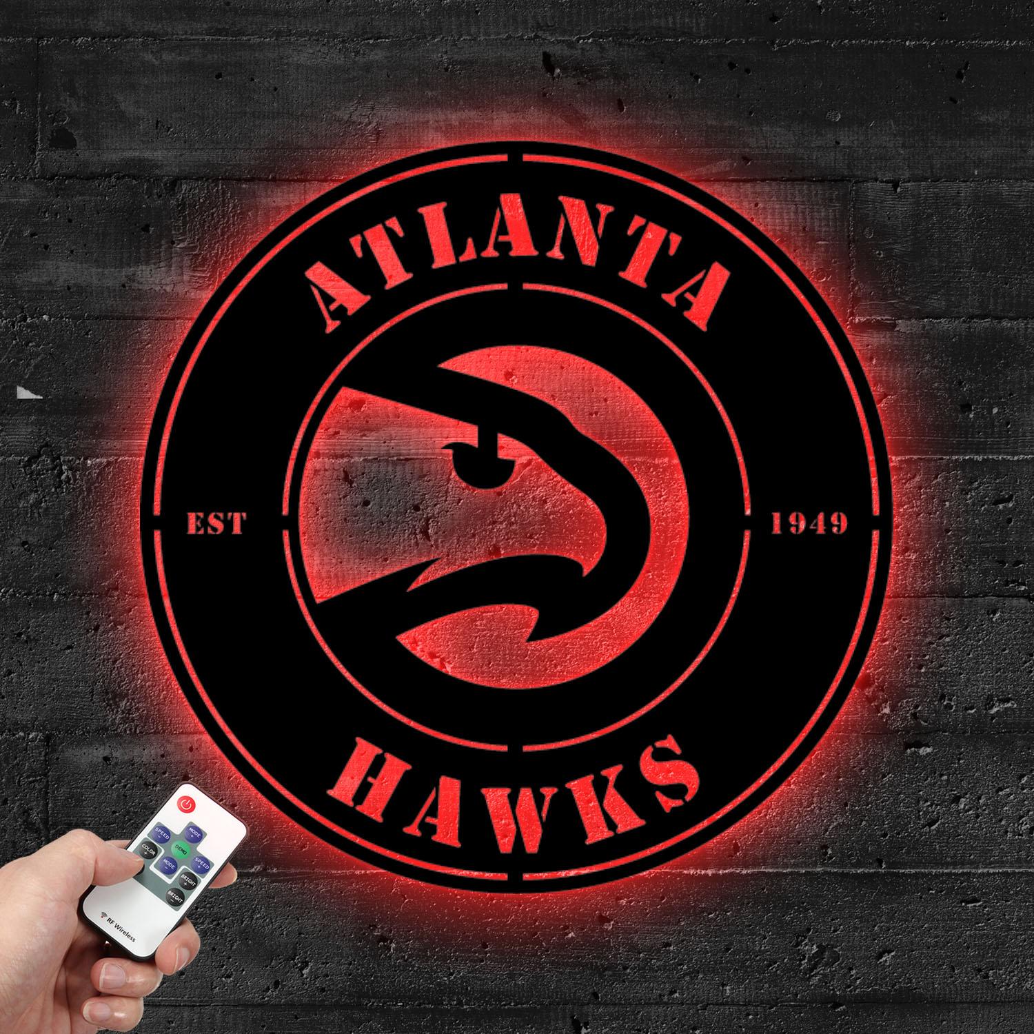 Atlanta Hawks Metal LED Sign Wall Art Home Decor atlanta hawks metal led sign wall art home decor 1913 0
