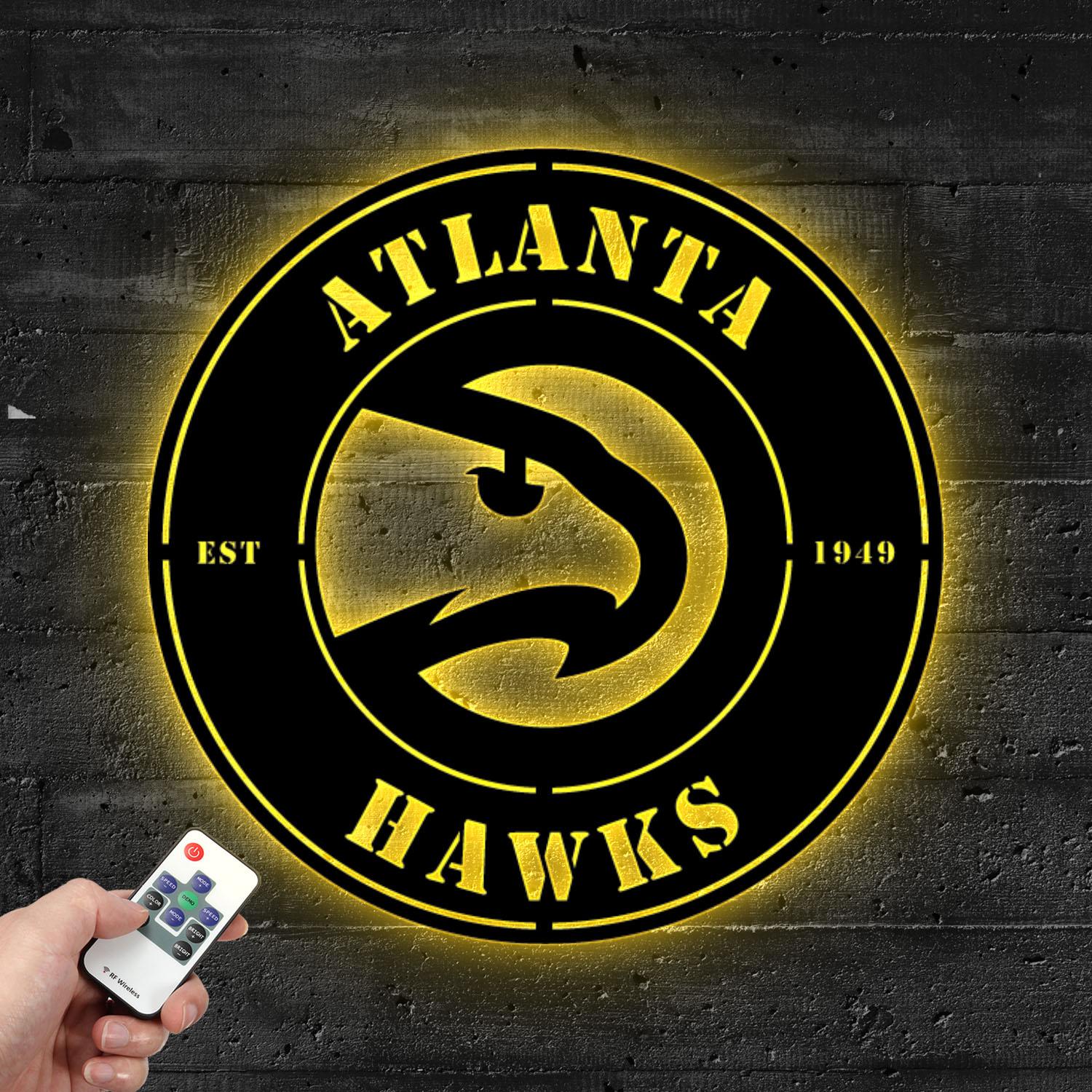 Atlanta Hawks Metal LED Sign Wall Art Home Decor 2 atlanta hawks metal led sign wall art home decor 1913 2
