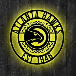 atlanta hawks metal sign led light nba monogram wall art decor 93 3