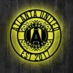 Atlanta United FC Metal Sign LED Light MLS Monogram Wall Art Decor