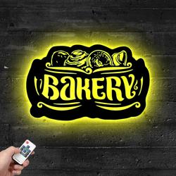 Bakery Metal Sign with LED Light Bakehouse Kitchen Decor