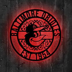 baltimore orioles metal sign led light mlb monogram wall art decor 142 3