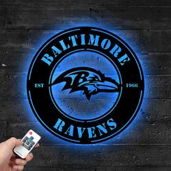 Baltimore Ravens Metal LED Sign Wall Art Home Decor