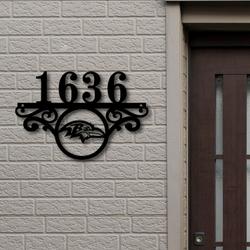Baltimore Ravens Metal Monogram Address NFL Fan House Number Sign